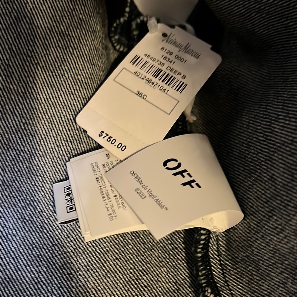 Off-White Denim Lace Trim Women's Top - Picture 6 of 7